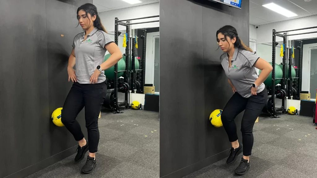 Wall ball single leg squat