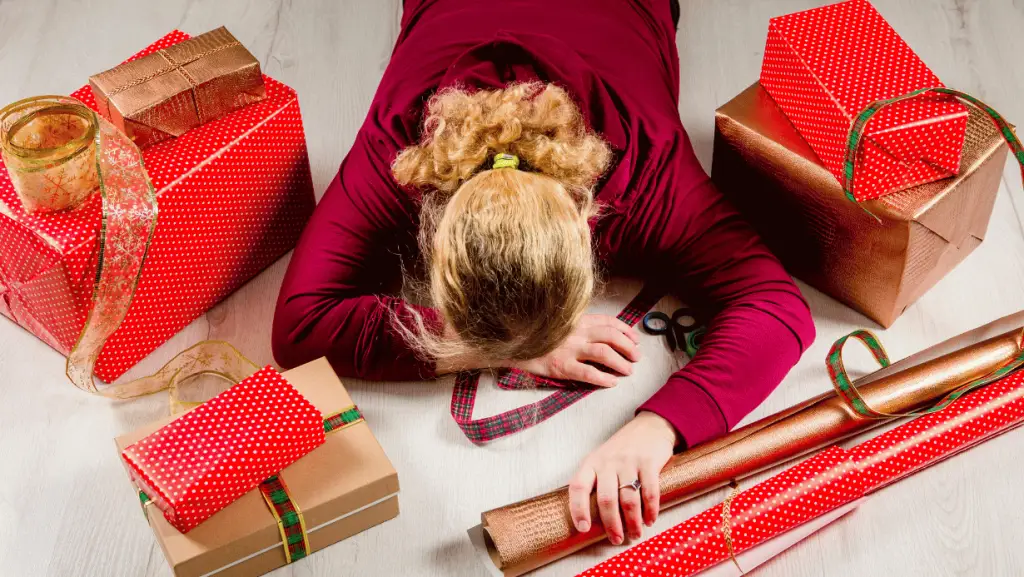 Girl with gift boxes